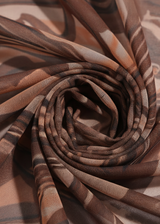 Brown Marble Mesh Bodycon Side Drawstring Detail Midi Dress