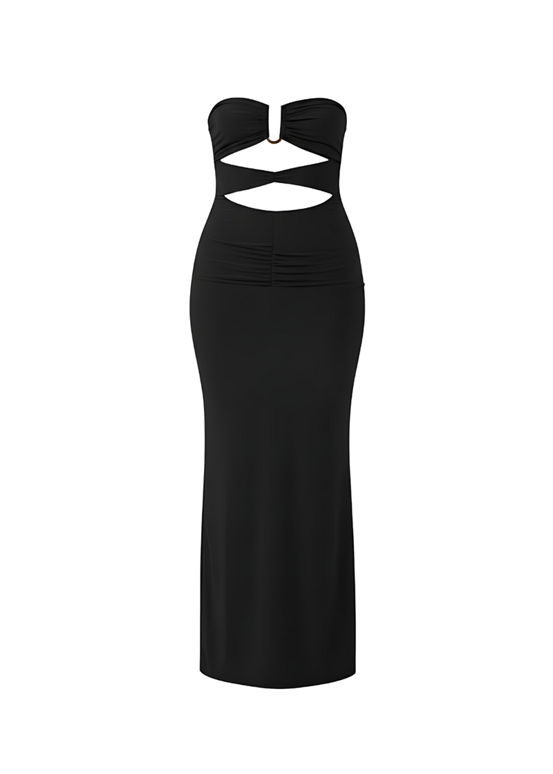Black Cut-Out Bandeau Bodycon Fit Maxi Dress