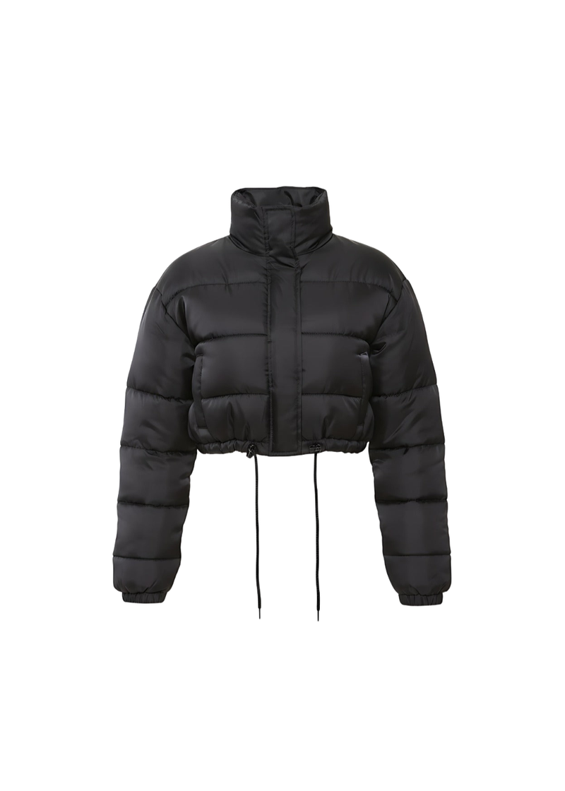 Black Quilted Outerwear Stylish Winter Puffer Jacket