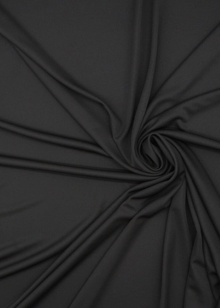 Black Slinky Long Sleeve Ruched Wrap Midi Dress