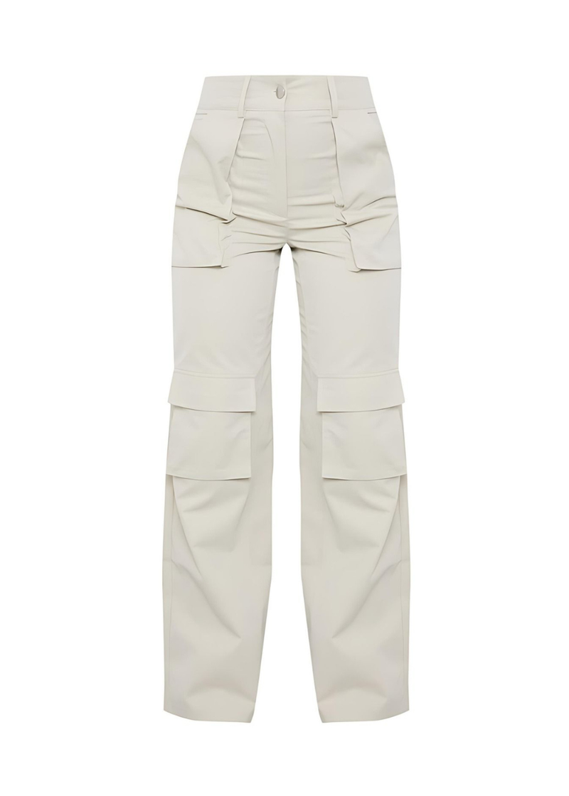 High Waist Tailored Cargo Trousers With Pocket Detail