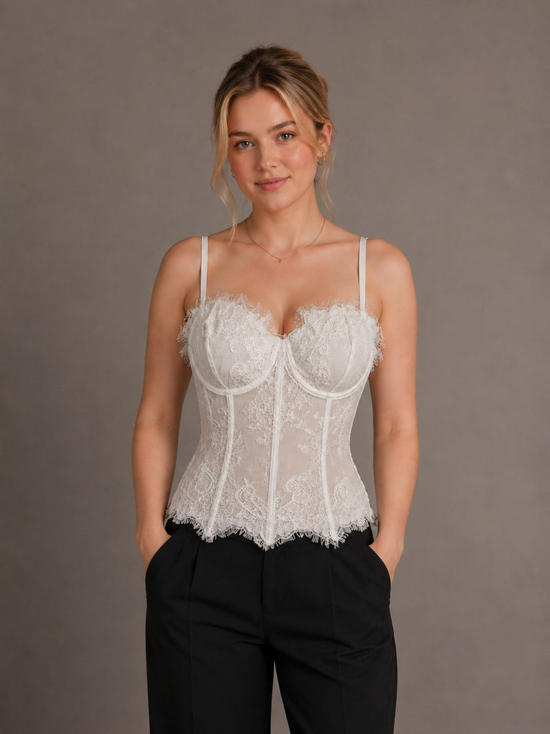 Ivory Lace Corset Cami Top