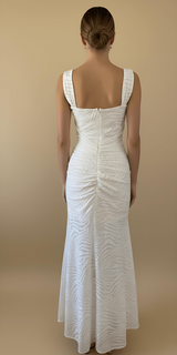Mermaid Ruched Waist Sleeveless Flared Hi-Low Hem Dress