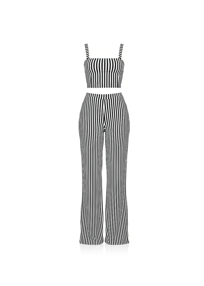 Striped Women’s Co-ord Crop Top & Wide Leg Shaping Trousers