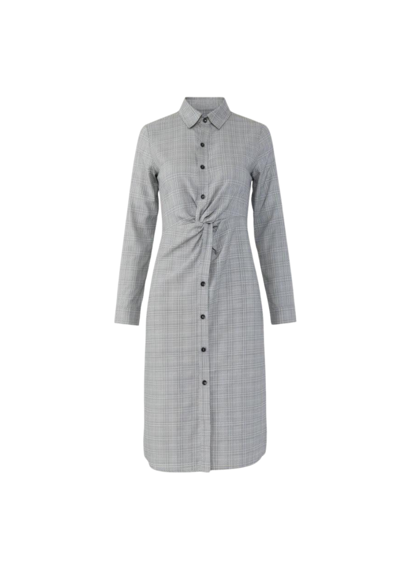 Checkered Button Down Shirt Dress With Twist Waist Detail