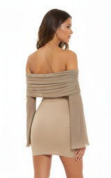 Long Sleeve Figure Hugging Off Shoulder
