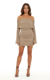 Long Sleeve Figure Hugging Off Shoulder