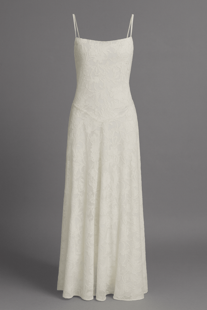 A-Line Jacquard Thin Adjustable Straps Maxi Dress
