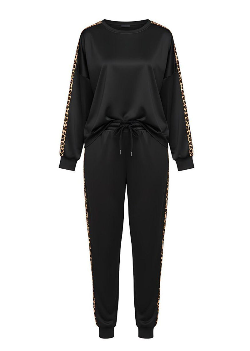 Comfortable Ribbed Leopard Stripe Loungewear Co-Ord