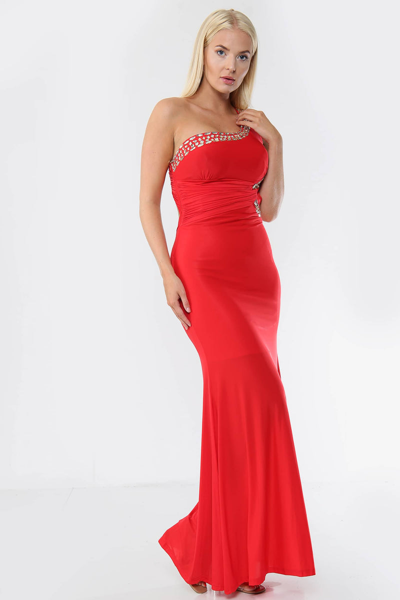 Embellished Asymmetric Gown Maxi Dress - Maxi Dress - Avinci