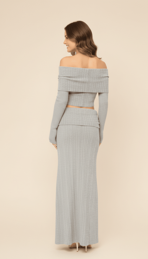 High-Waisted Cardigan Long Skirt Co-ord Lounge Set