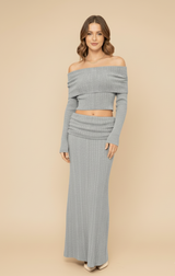 High-Waisted Cardigan Long Skirt Co-ord Lounge Set