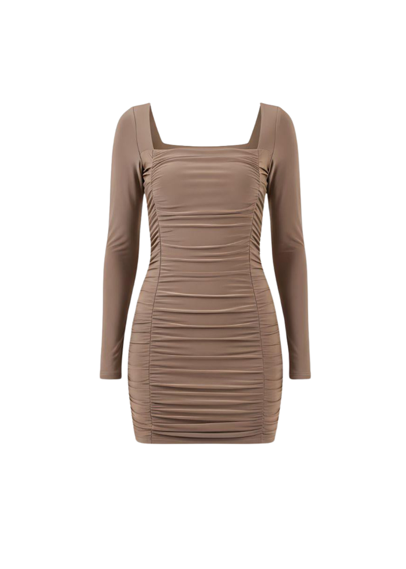 Long-sleeve ruched bodycon mini dress Ghost view
