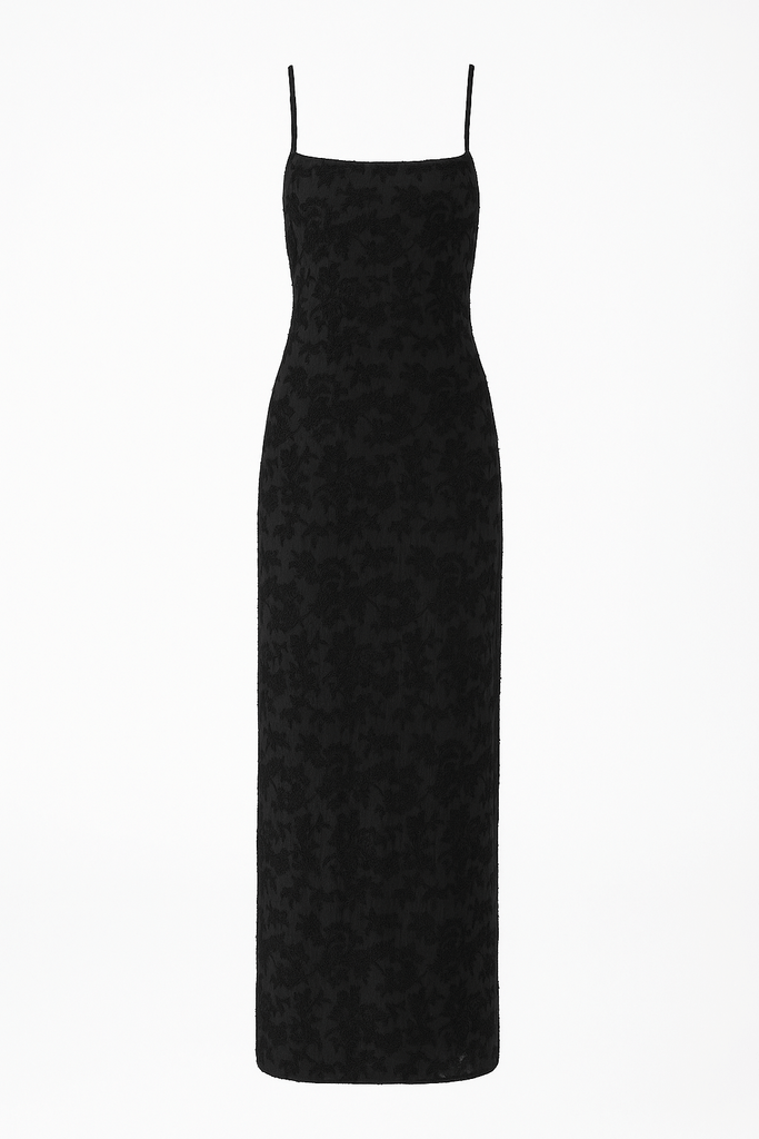 Thin Adjustable Straps Jacquard Bodycon Formal Evening Maxi Dress