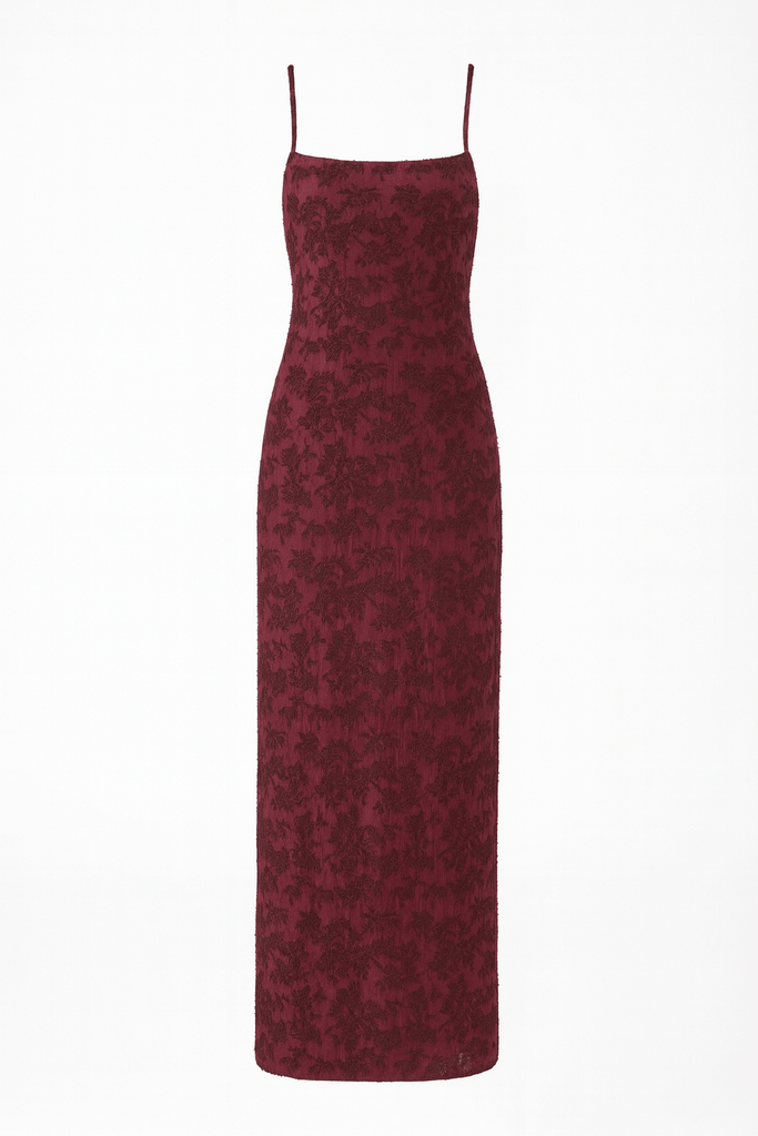 Thin Adjustable Straps Jacquard Bodycon Formal Evening Maxi Dress