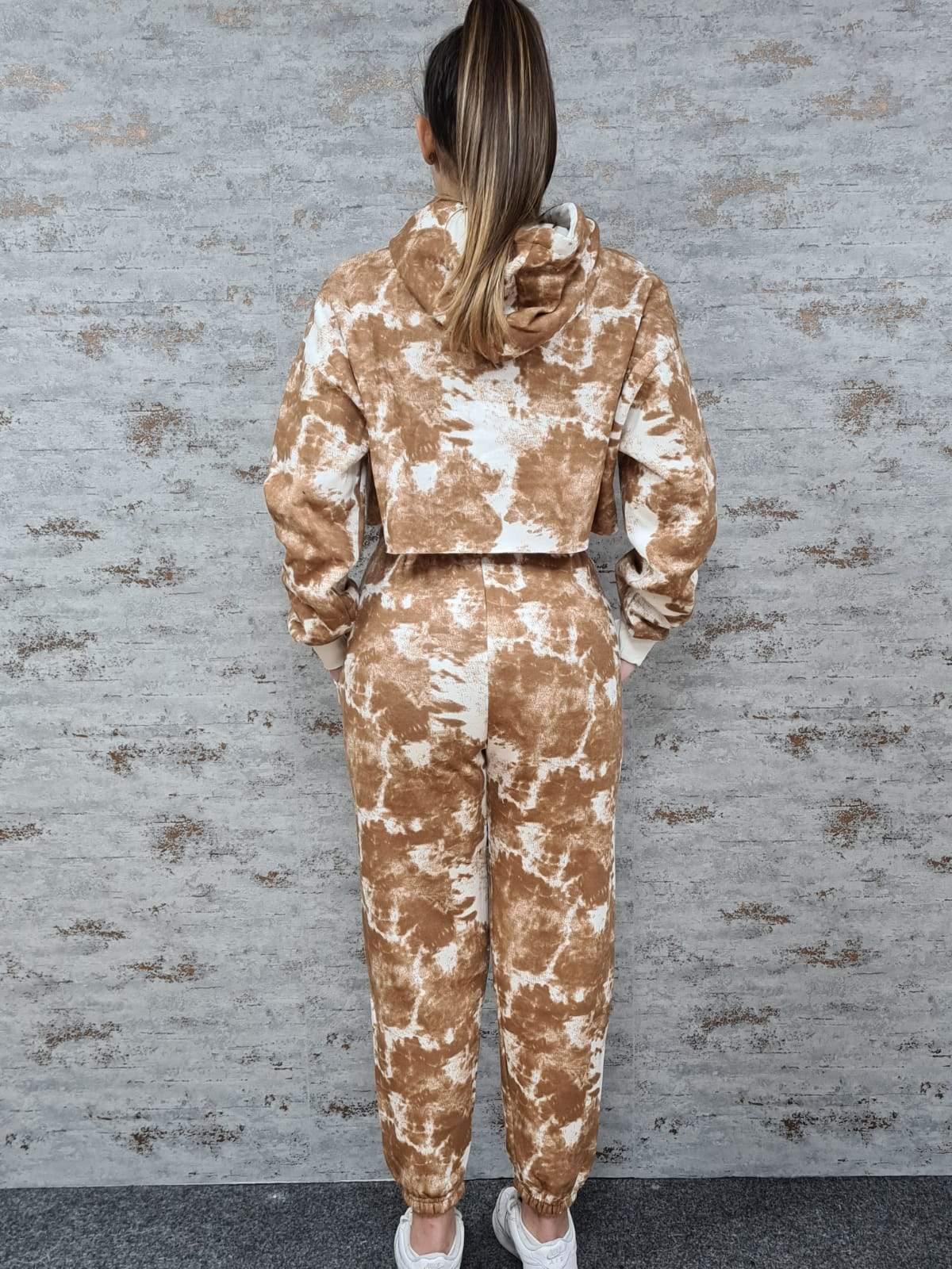 Stone Tie Dye Oversized Cropped Sweatshirt and Joggers Co Ord Set