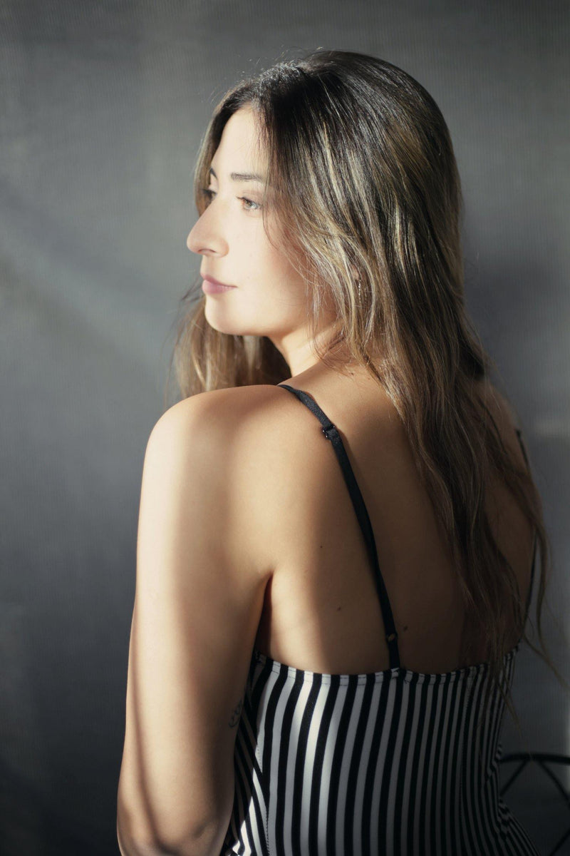 Black & White Cup Detail Zip Front Jumpsuit - Jumpsuit - Avinci
