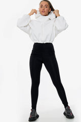 White Cropped Hooded Long Sleeves Jacket - Tops - Avinci