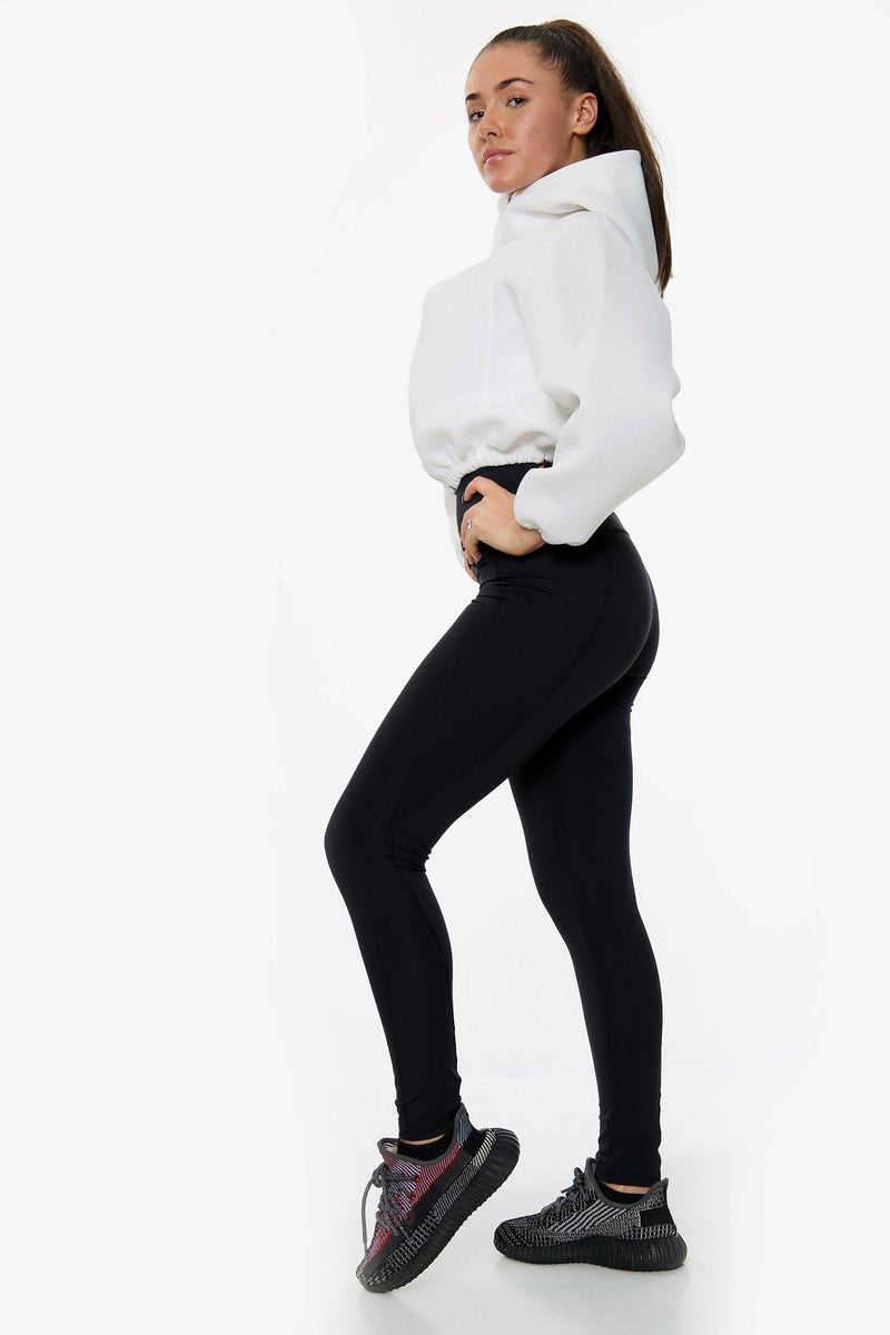 White Cropped Hooded Long Sleeves Jacket - Tops - Avinci