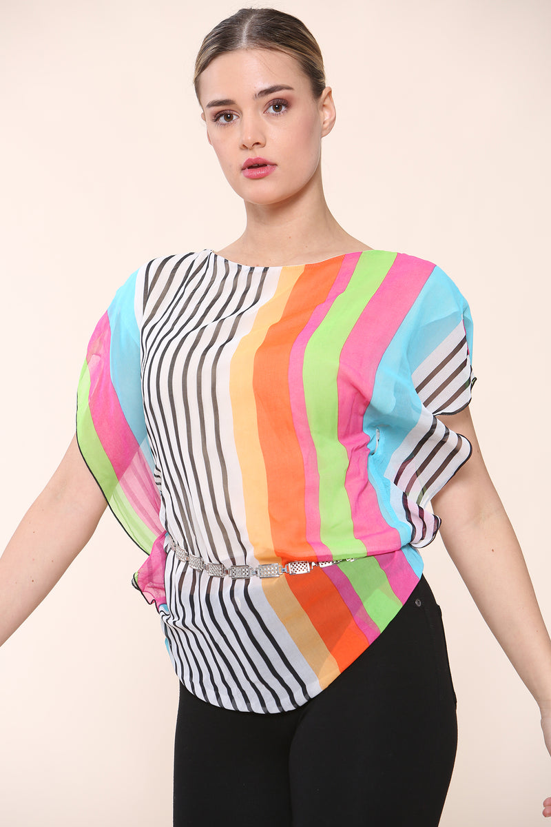 Multicolor Chiffon Partywear: Effortless Style - Tops - Avinci