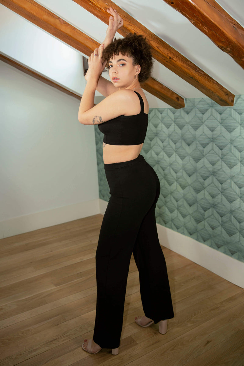 Shape Crop Top and Wide Leg Trousers Co-ord Set - Co-ords - Avinci