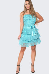 Mesh Ruffle Mini Party Dress