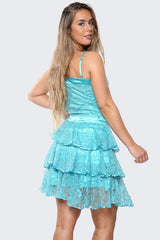 Mesh Ruffle Mini Party Dress