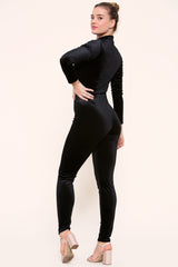 High Neck Fitted Jumpsuit Long Sleeve