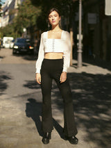 Dramatic Allure: Mesh Puff Long Sleeve Hook & Eye Top - Tops - Avinci