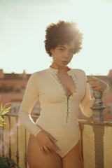 Hook and Eye Long Sleeve Bodysuit - Tops - Avinci