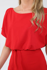 Belted Open Back Tie Waist Boxy Playsuit - Playsuits - Avinci
