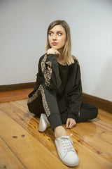 Leopard Stripe Loungewear Set - Loungewear - Avinci