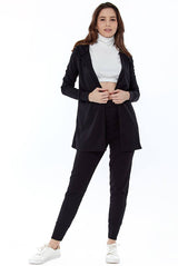 Wrap Back Cardigan with Hoodie and Leggings Ribbed Loungewear - Loungewear - Avinci