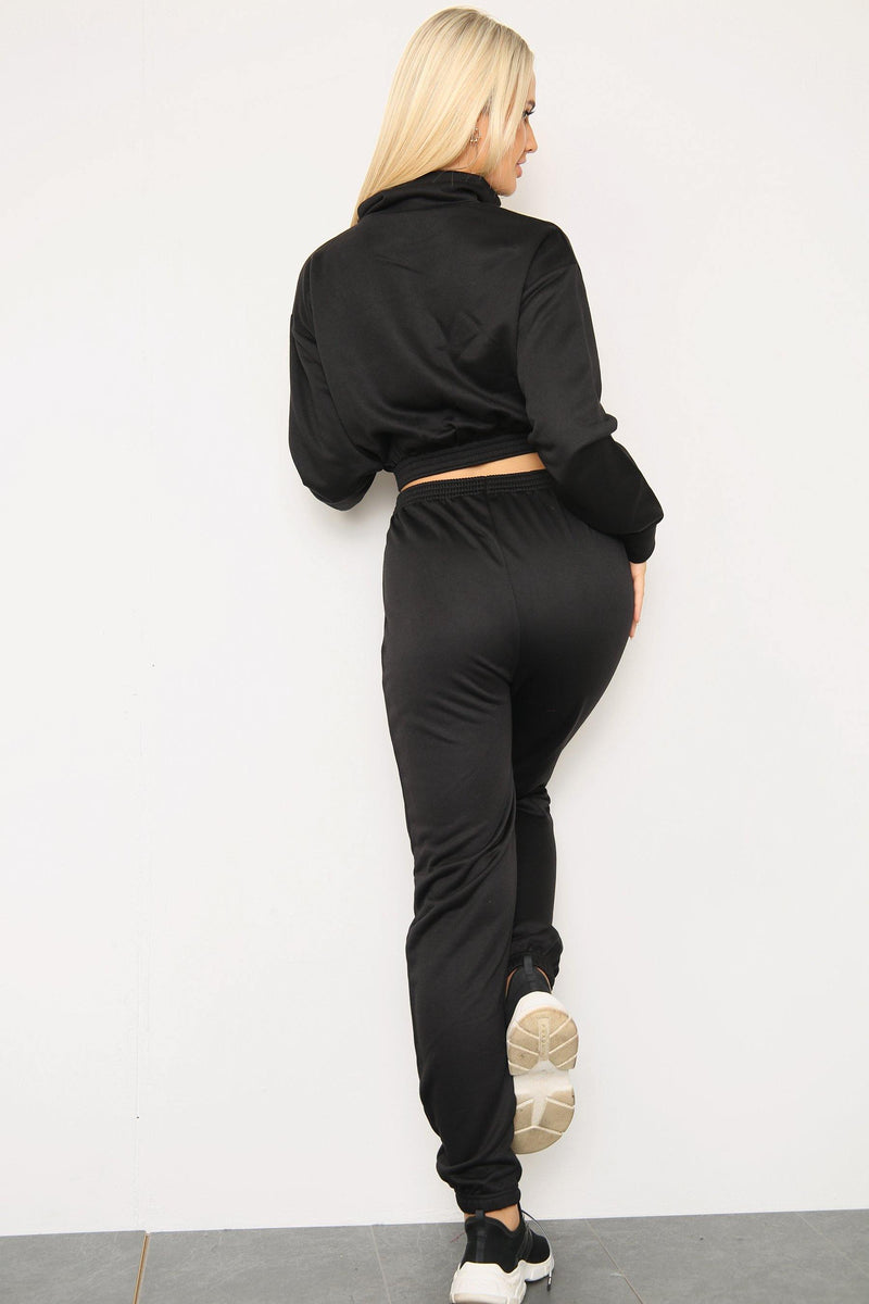 Long Sleeve Zipper Crop Top Oversized Matching Joggers