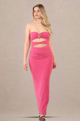 Cut-Out Bandeau Bodycon Fit Maxi Dress
