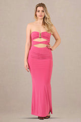 Cut-Out Bandeau Bodycon Fit Maxi Dress