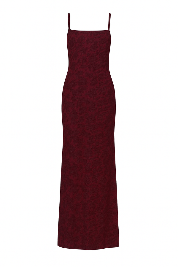 Thin Adjustable Straps Jacquard Bodycon Formal Evening Maxi Dress