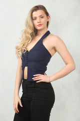 Crepe Style Sleeveless Halter Top