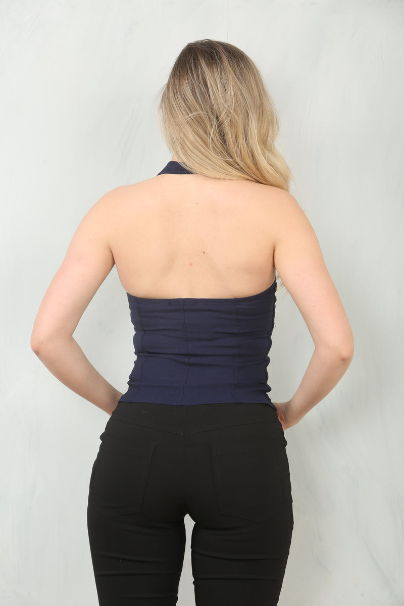 Crepe Style Sleeveless Halter Top