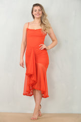 Ruched Bodycon Mesh Midi Dress