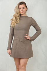 Fitted Long Sleeve A-Line Style Mini Dress