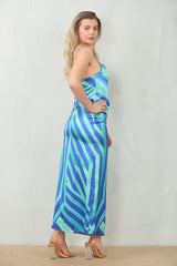 Avinci Stunning Turquoise Satin Dress - Maxi Dress - Avinci