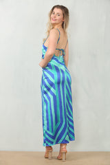 Avinci Stunning Turquoise Satin Dress - Maxi Dress - Avinci