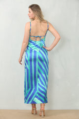 Avinci Stunning Turquoise Satin Dress - Maxi Dress - Avinci