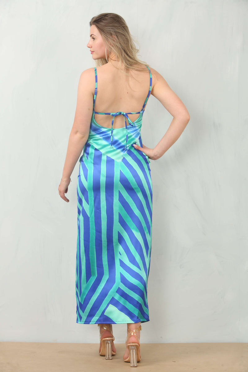 Satin Bodycon Dress With Cowl Neck