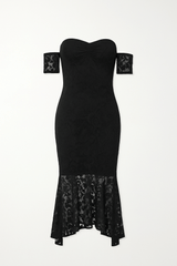Fishtail Style Hem Off Shoulder Slim Fit Lace Midi Dress