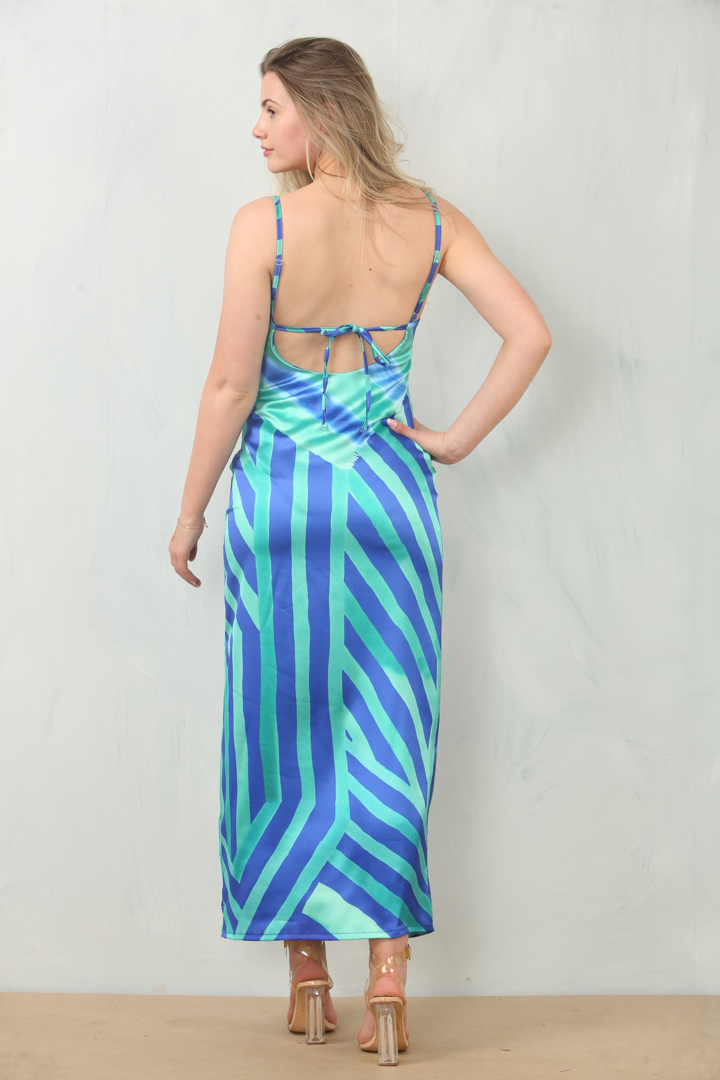 Avinci Stunning Turquoise Satin Dress