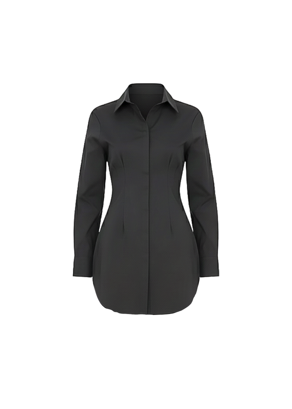 Avinci |Black Classic Shirt Mini Dress Button Down Long Sleeve Fitted Style Avinci |Black Classic Shirt Mini Dress Button Down Long Sleeve Fitted Style