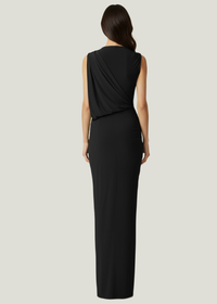 Black Draped Formal Occasions Maxi Dress