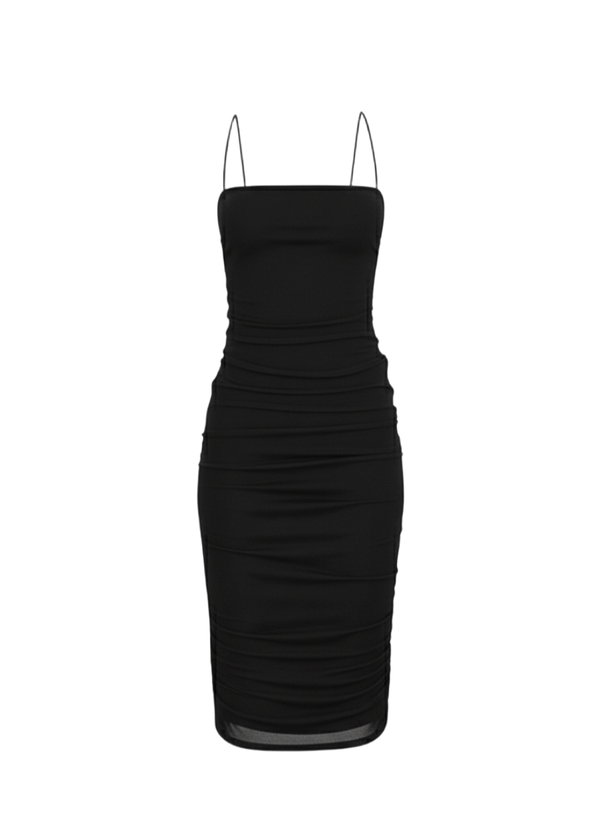 Avinci | Black Mesh Bodycon Side Drawstring Detail Midi Dress Avinci | Black Mesh Bodycon Side Drawstring Detail Midi Dress